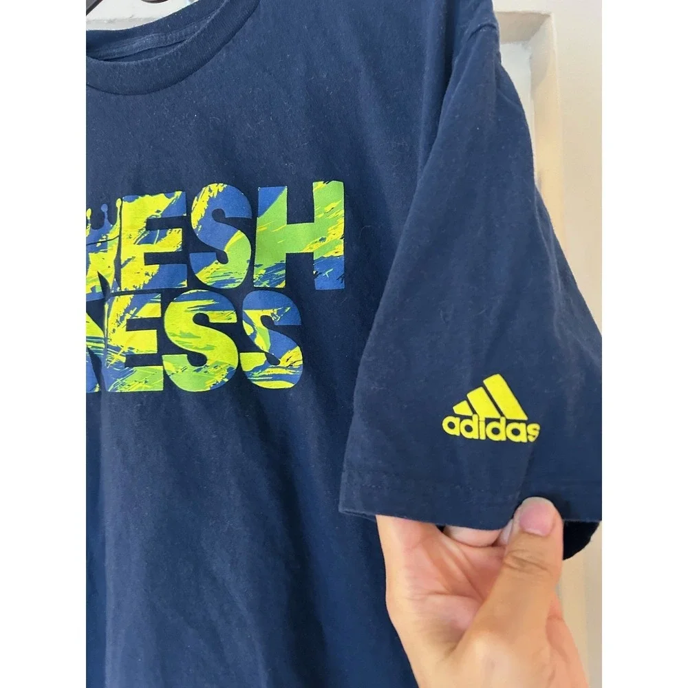 Adidas Mens XL Navy Blue Freshness Graphic T Shirt Short Sleeve Crew Neck Cotton